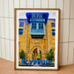 Vintage travel poster print featuring the scenic beauty of Nicosia. The travel poster is in a wooden frame.