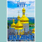 Vintage travel poster print featuring the historic Lavra Church in Kyiv, an emerging travel destination in Ukraine, highlighting the intrigue of emerging world travel