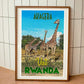 Rwanda Akagera park poster in a wooden frame