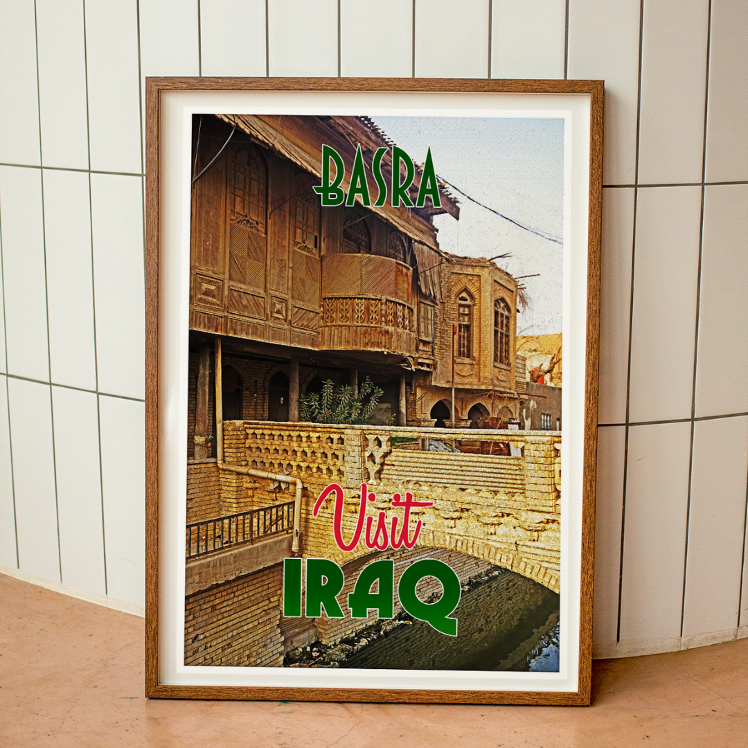 Basra Travel Poster in a wooden frame 